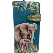 Elephant Teal Large Zip Wallet