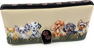 Puppy Love Beige Large Zip Wallet