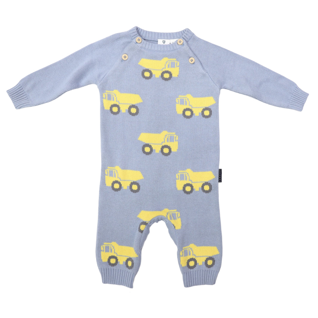 Dusty Blue Truck Romper