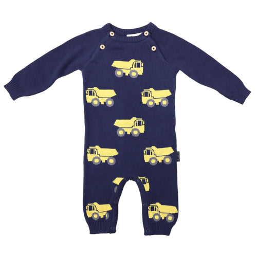 Navy Blue Truck Romper