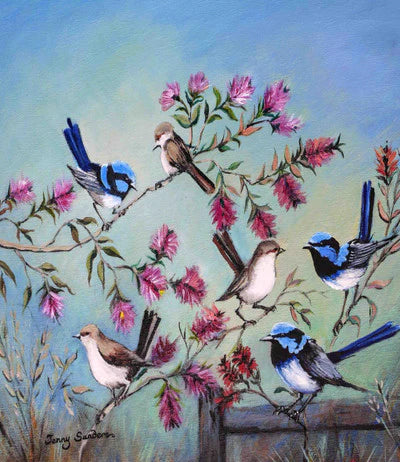 Blue Wrens Polar Fleece Blanket