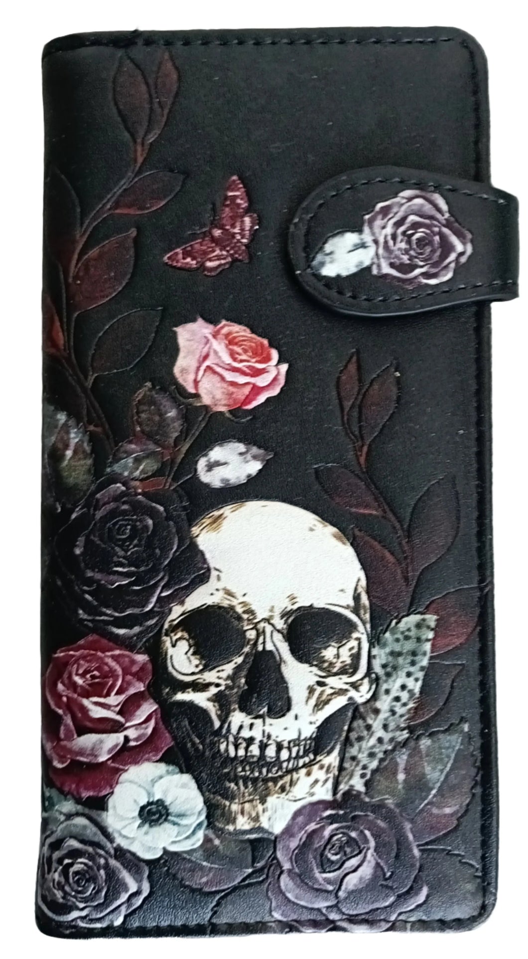 Gothic Skull Black Large Zip Wallet