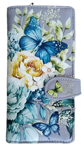 Floral Butterfly Purple Large Zip Wallet