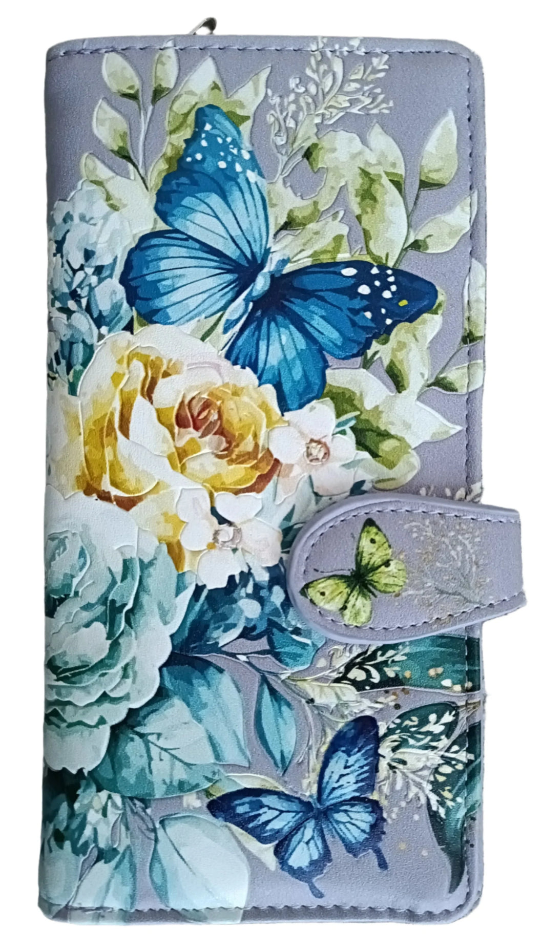 Floral Butterfly Purple Large Zip Wallet