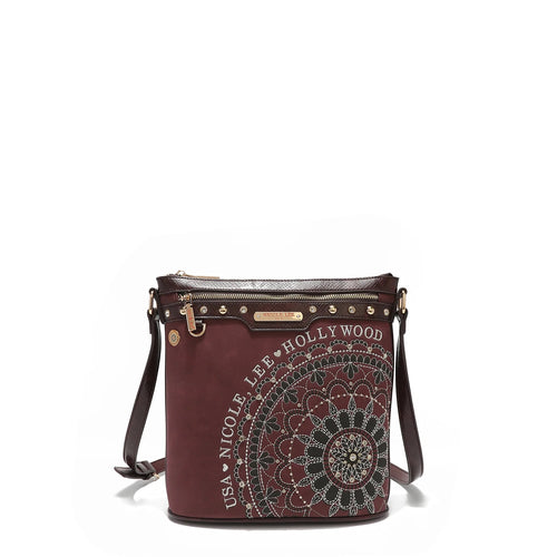 Josefina Wine Embroidered Crossbody Bag