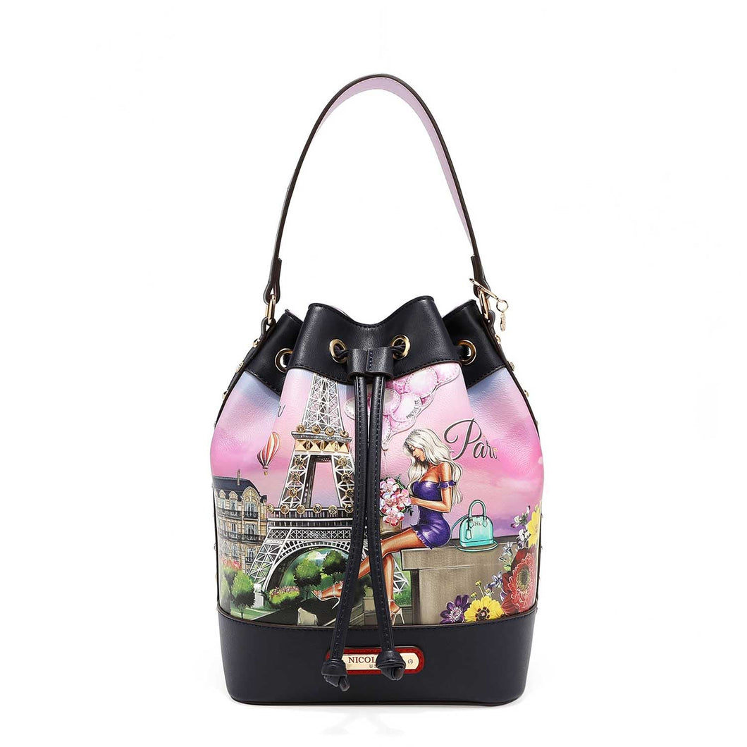 Nicole-Lee-Romance-In-Paris-Bucket-Drawstring-Fashion-Handbag