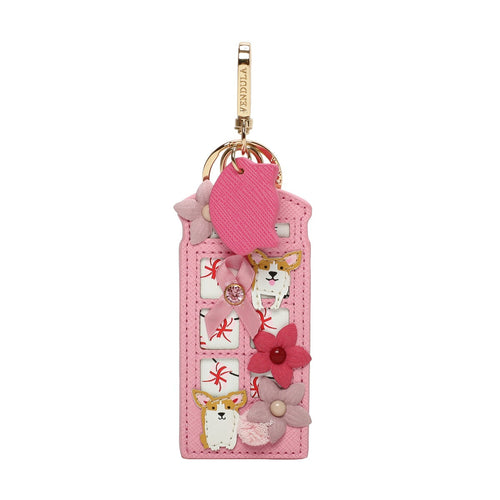 PRE-ORDER - Pink Ribbon Foundation - London Cats & Corgis Floral Pink Telephone Box Key Charm