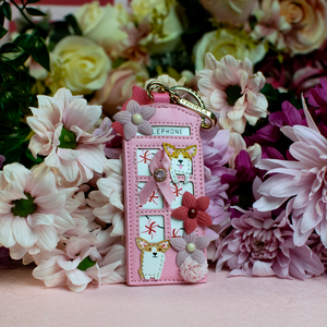 Pink Ribbon Foundation - London Cats & Corgis Floral Pink Telephone Box Key Charm