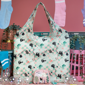 PRE ORDER Bubble Cats Laundromat Folding Shopper & Purse