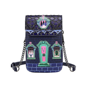 Cat Dracula's Haunted House Phone Pouch Bag