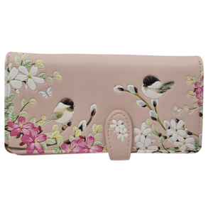 Chickadee Garden Pink zip Wallet