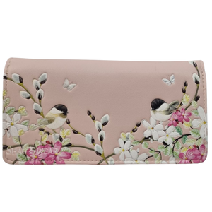 Chickadee Garden Pink zip Wallet