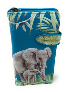 Elephant Teal Large Zip Wallet