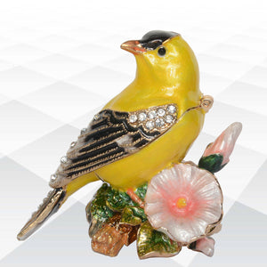 Gold Finch on Flower Trinket Box