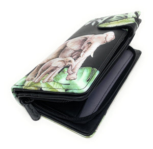 Elephant Black Large Zip Wallet