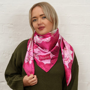 Pink Ribbon Large Satin Square Scarf