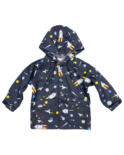 Space Rocket Navy Raincoat