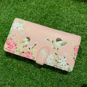 Chickadee Garden Pink zip Wallet