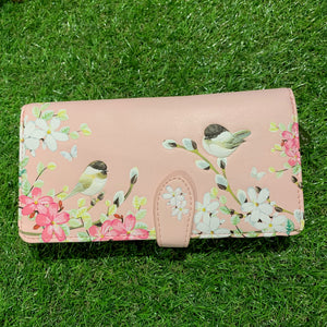 Chickadee Garden Pink zip Wallet