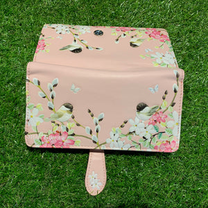 Chickadee Garden Pink zip Wallet