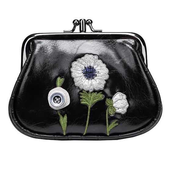 White Poppy Clip Coin Purse